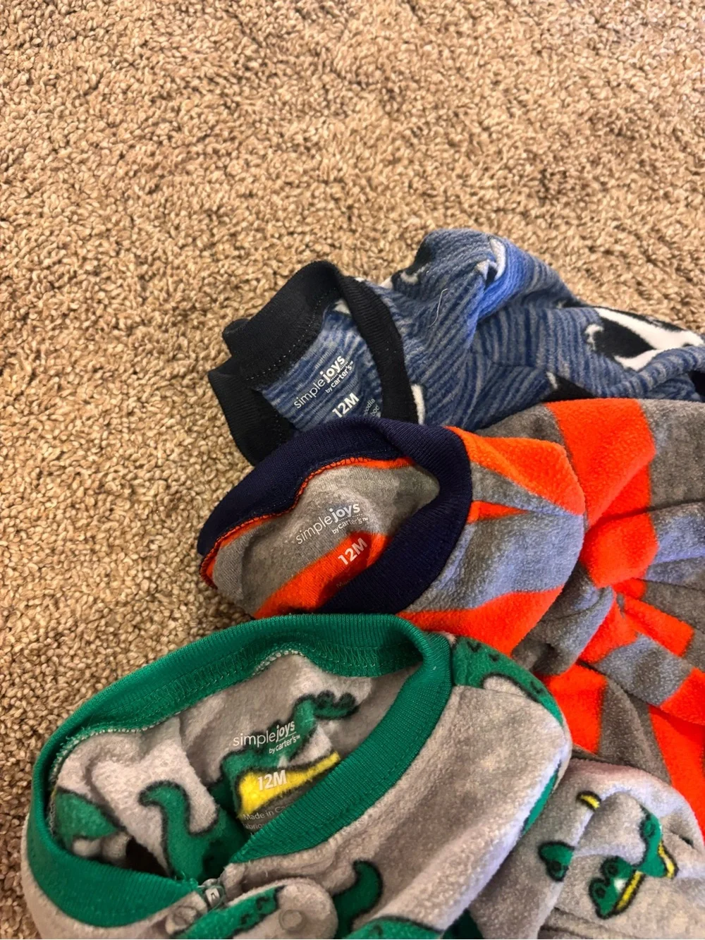 Three Fleece Footed One-Piece Pajamas